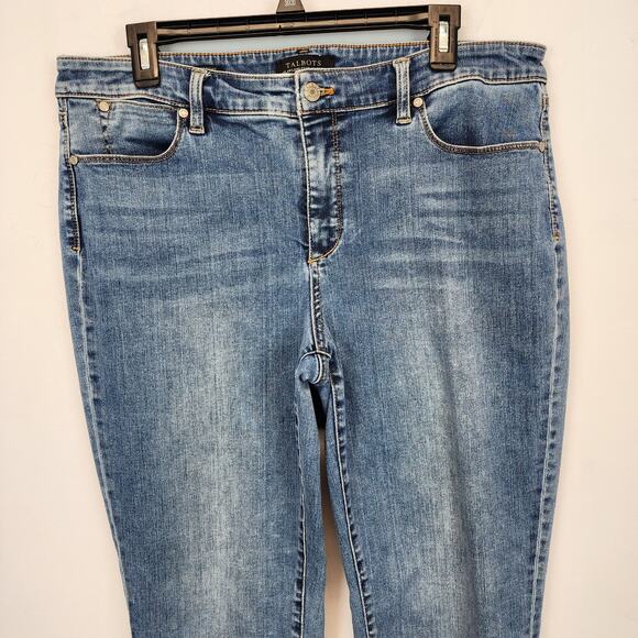 Talbots Flawless 5-Pocket Straight Jeans Size 14 34" Medium Wash Soft Stretch - Picture 5 of 15